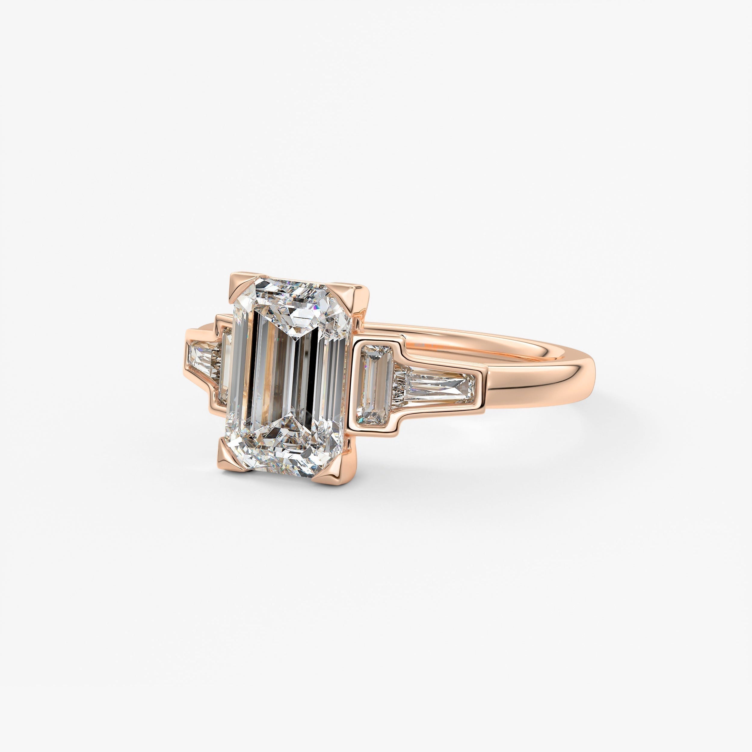 Emerald Five Stones Lab Grown Diamond Engagement Ring