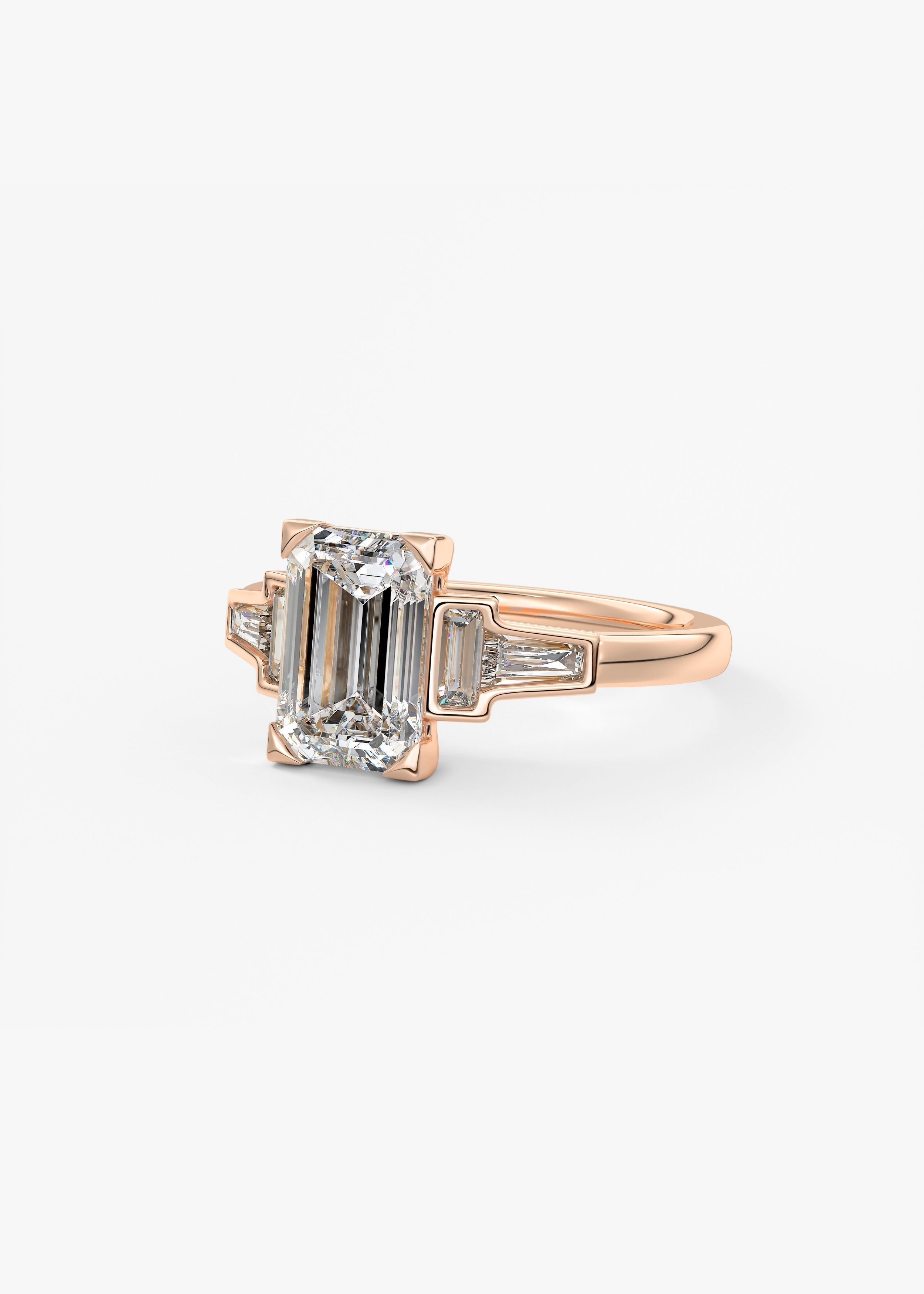 Emerald Five Stones Lab Grown Diamond Engagement Ring