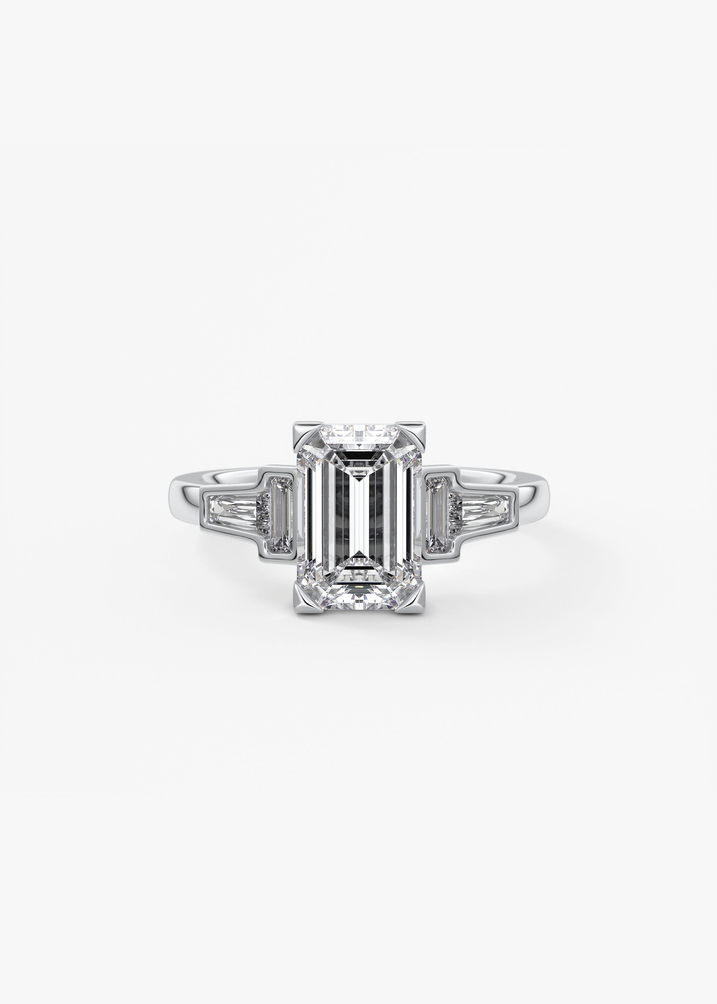 Emerald Five Stones Lab Grown Diamond Engagement Ring
