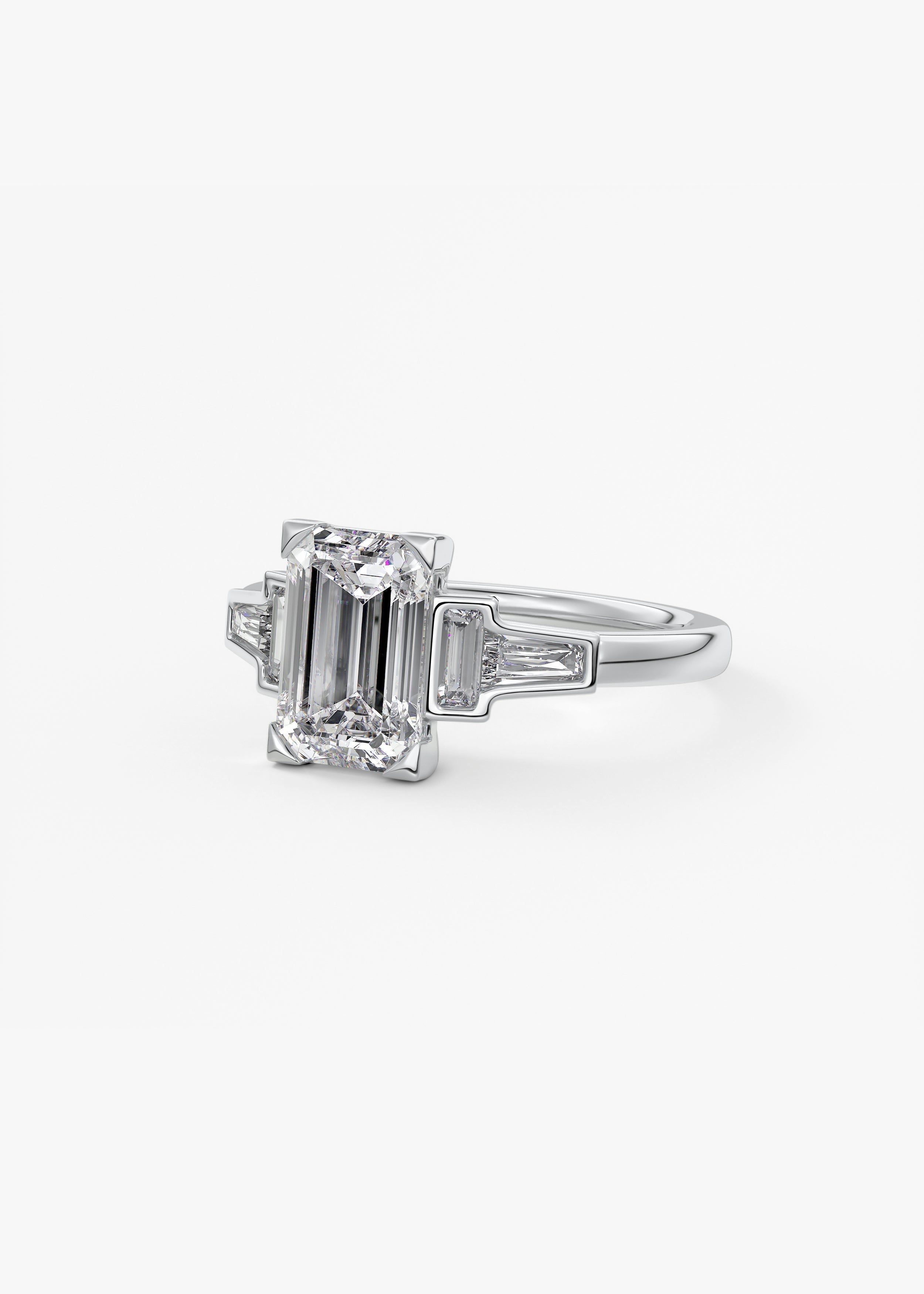 Emerald Five Stones Lab Grown Diamond Engagement Ring