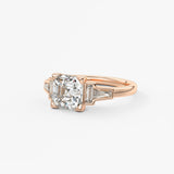 Asscher Five Stones Lab Grown Diamond Engagement Ring