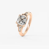 Asscher Five Stones Lab Grown Diamond Engagement Ring