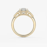 Asscher Five Stones Lab Grown Diamond Engagement Ring