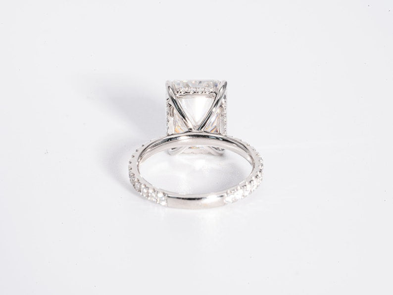 Stunning 5.0 CT Radiant Shaped Moissanite Engagement Ring with Hidden Halo & Pave Design 7
