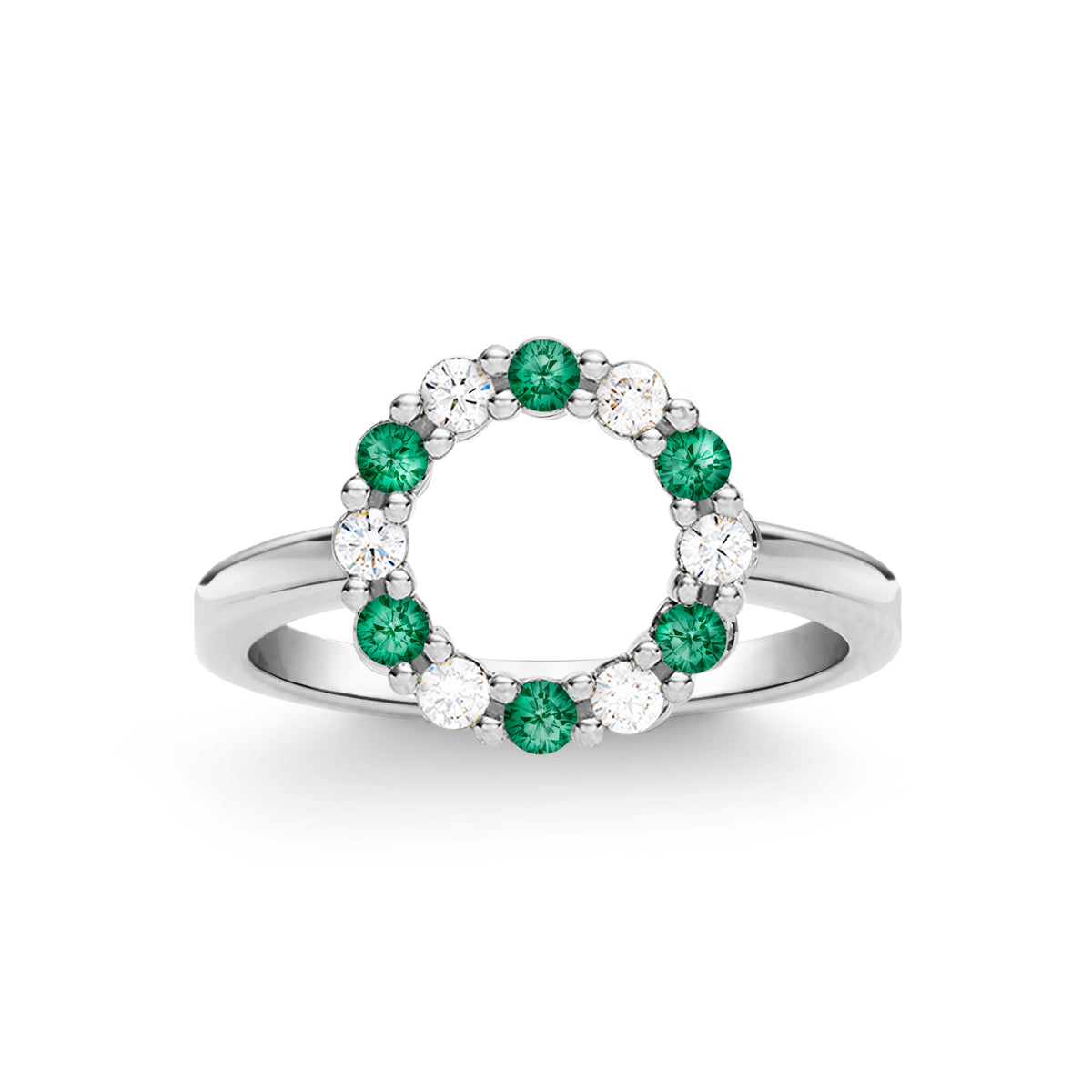0.36 TCW Round Emerald Lab Made Diamond-May Birthstone Engagement Ring 5