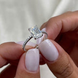 Stunning 2.0 CT Emerald Moissanite Engagement Ring with Pave Design 2