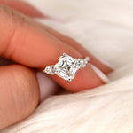 Stunning 2.20 CT Asscher Moissanite Engagement Ring with Three Stone Design 8