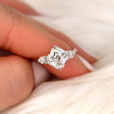 Stunning 2.20 CT Asscher Moissanite Engagement Ring with Three Stone Design 8