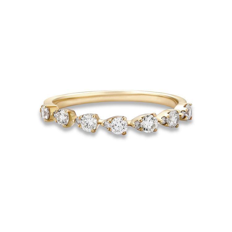 Stunning 0.44 TCW Pear Moissanite Stones Half Eternity Wedding Bands 1