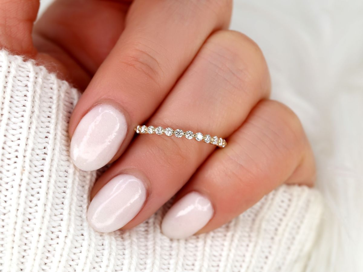 Stunning 0.35 TCW Round Moissanite Stones Half Eternity Wedding Bands 7