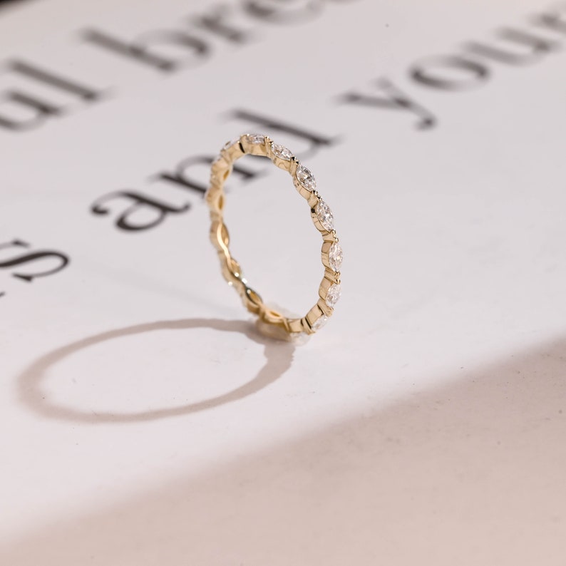 Stunning 0.3 TCW Marquise Moissanite Stones Full Eternity Wedding Band 7