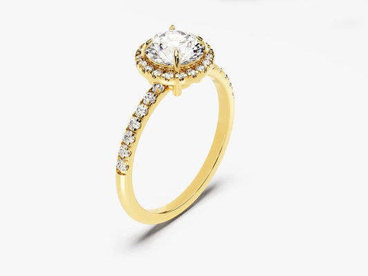 Stunning 1.0 CT Round Moissanite Engagement Ring with Halo & Pave Design 2