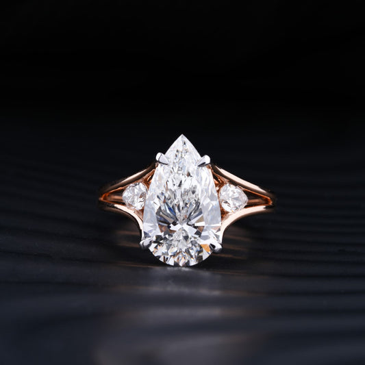 Stunning 4.0 CT Pear Moissanite Engagement Ring with Three Stone Design 1