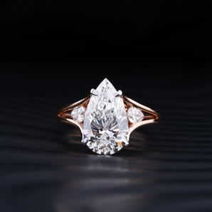 Stunning 4.0 CT Pear Moissanite Engagement Ring with Three Stone Design