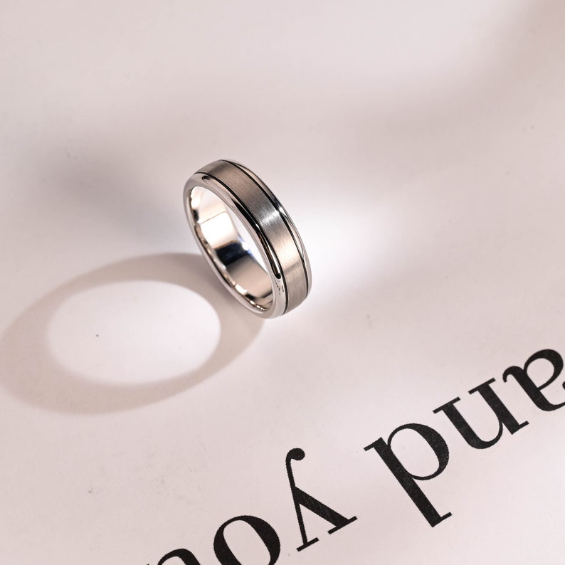 Delicate Men's Wedding Band Satin Finished in Solid Gold 4
