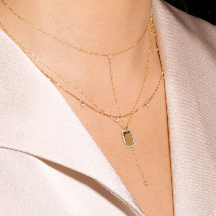 0.10 CT Round Moissanite Diamond Dog Tag Pendant Necklace in Solid Gold 3