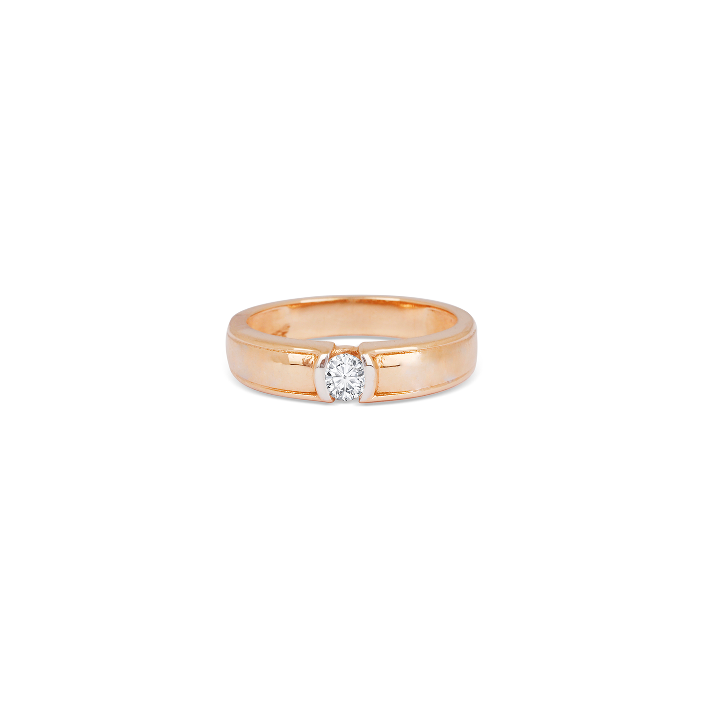 Delicate Moissanite Men's Wedding Band with Round Cut Stones in Solid Gold 1