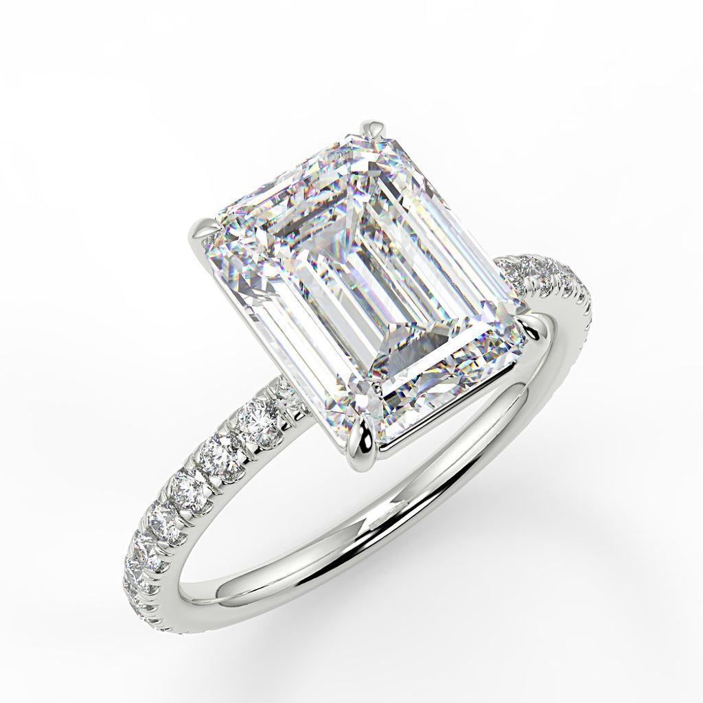 Stunning 2.53 CT Emerald Moissanite Engagement Ring with Pave Design 5