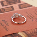 Stunning 1.0 CT Cushion Cut Moissanite Engagement Ring with Three Stone Design 5