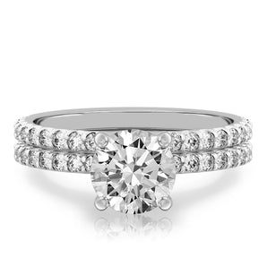 Stunning 1.0- 2.0 CT Round Moissanite Engagement Ring with Hidden Halo & Pave Design