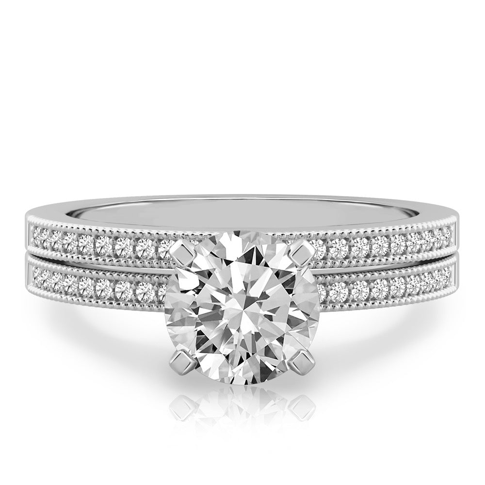 Stunning 0.50-1.5 CT Round Moissanite Engagement Ring With Pave Design 2