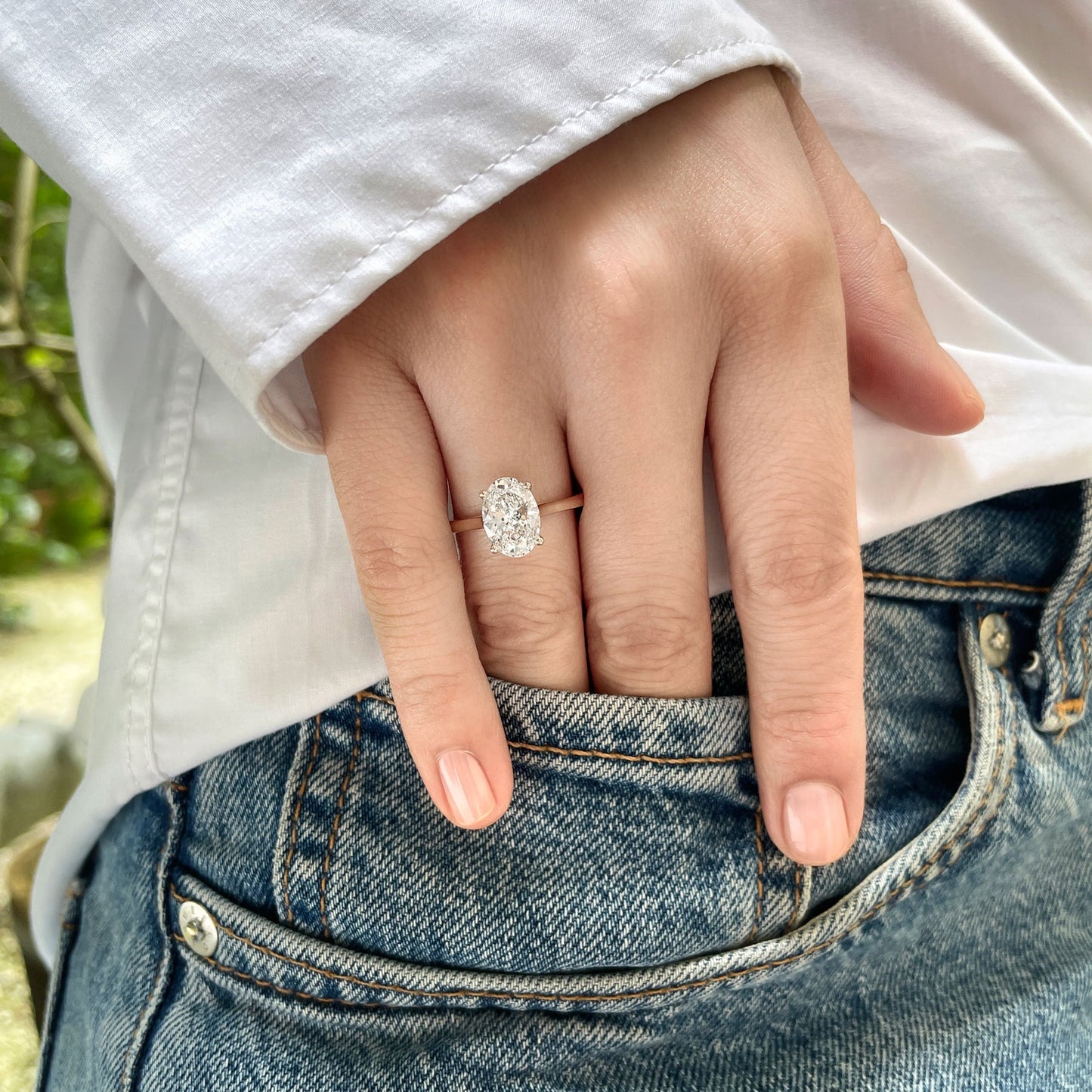 Stunning 0.5 CT Oval Moissanite Engagement Ring In Solitaire Design 7