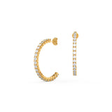 1.0 TCW Round Shape Moissanite Hoops Earrings in Gold 3