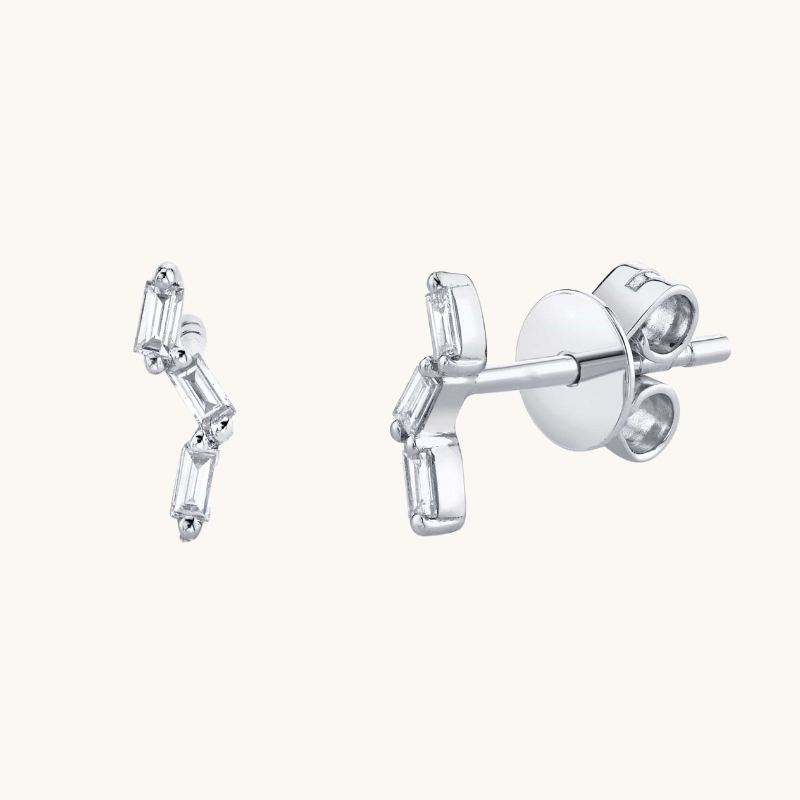 0.30 TCW Baguette Cut Moissanite Studs Earrings in Gold 2