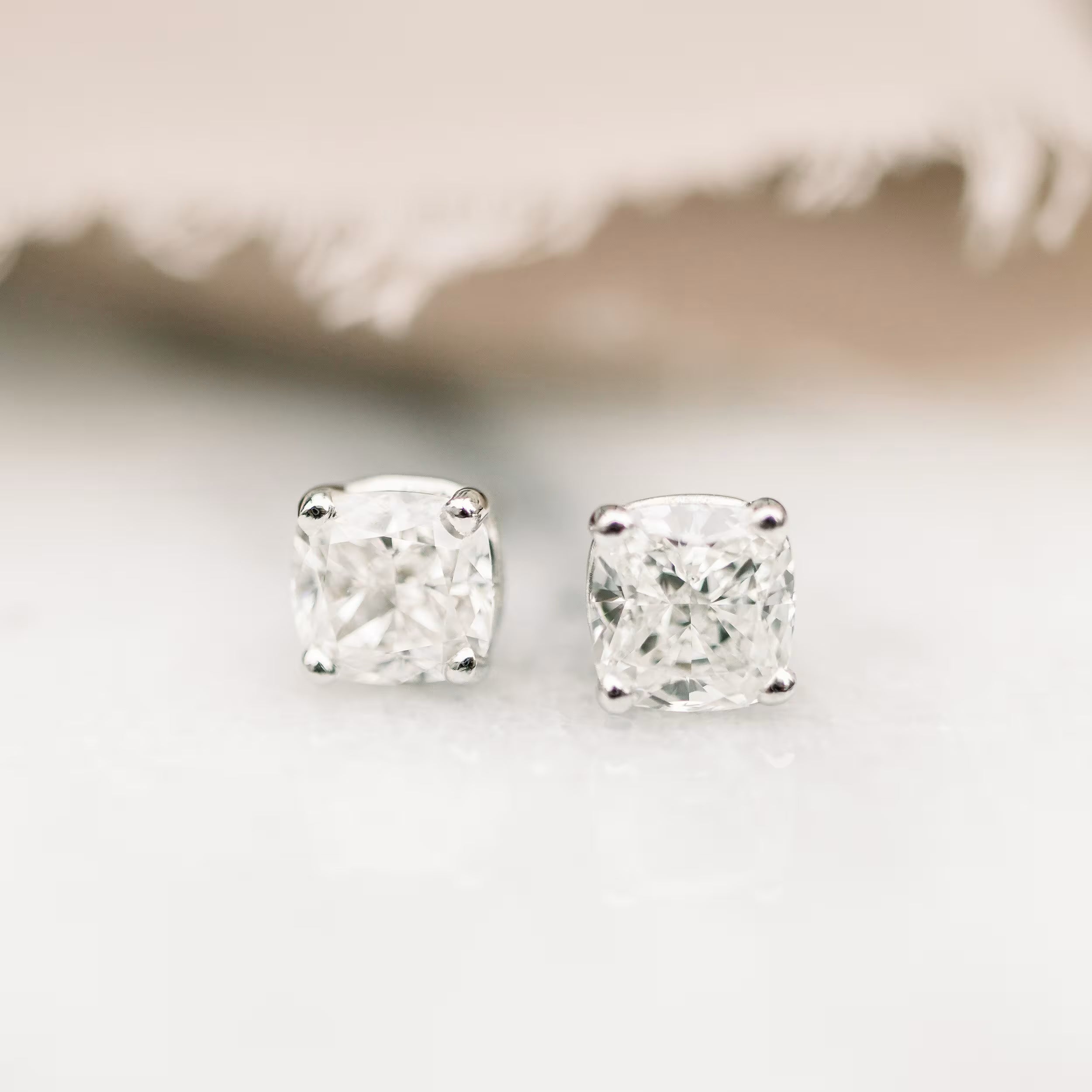 1.50 TCW Cushion Shape Moissanite Stud Earrings in Gold 2