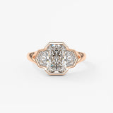 Radiant Three Stone/Bezel Lab Grown Diamond Engagement Ring