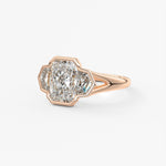 Radiant Three Stone/Bezel Lab Grown Diamond Engagement Ring