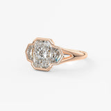 Radiant Three Stone/Bezel Lab Grown Diamond Engagement Ring