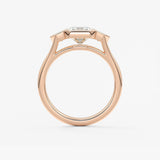Radiant Three Stone/Bezel Lab Grown Diamond Engagement Ring