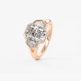 Radiant Three Stone/Bezel Lab Grown Diamond Engagement Ring