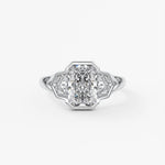 Radiant Three Stone/Bezel Lab Grown Diamond Engagement Ring