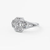 Radiant Three Stone/Bezel Lab Grown Diamond Engagement Ring