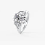 Radiant Three Stone/Bezel Lab Grown Diamond Engagement Ring