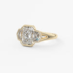 Radiant Three Stone/Bezel Lab Grown Diamond Engagement Ring