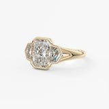Radiant Three Stone/Bezel Lab Grown Diamond Engagement Ring
