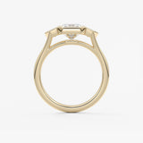 Radiant Three Stone/Bezel Lab Grown Diamond Engagement Ring
