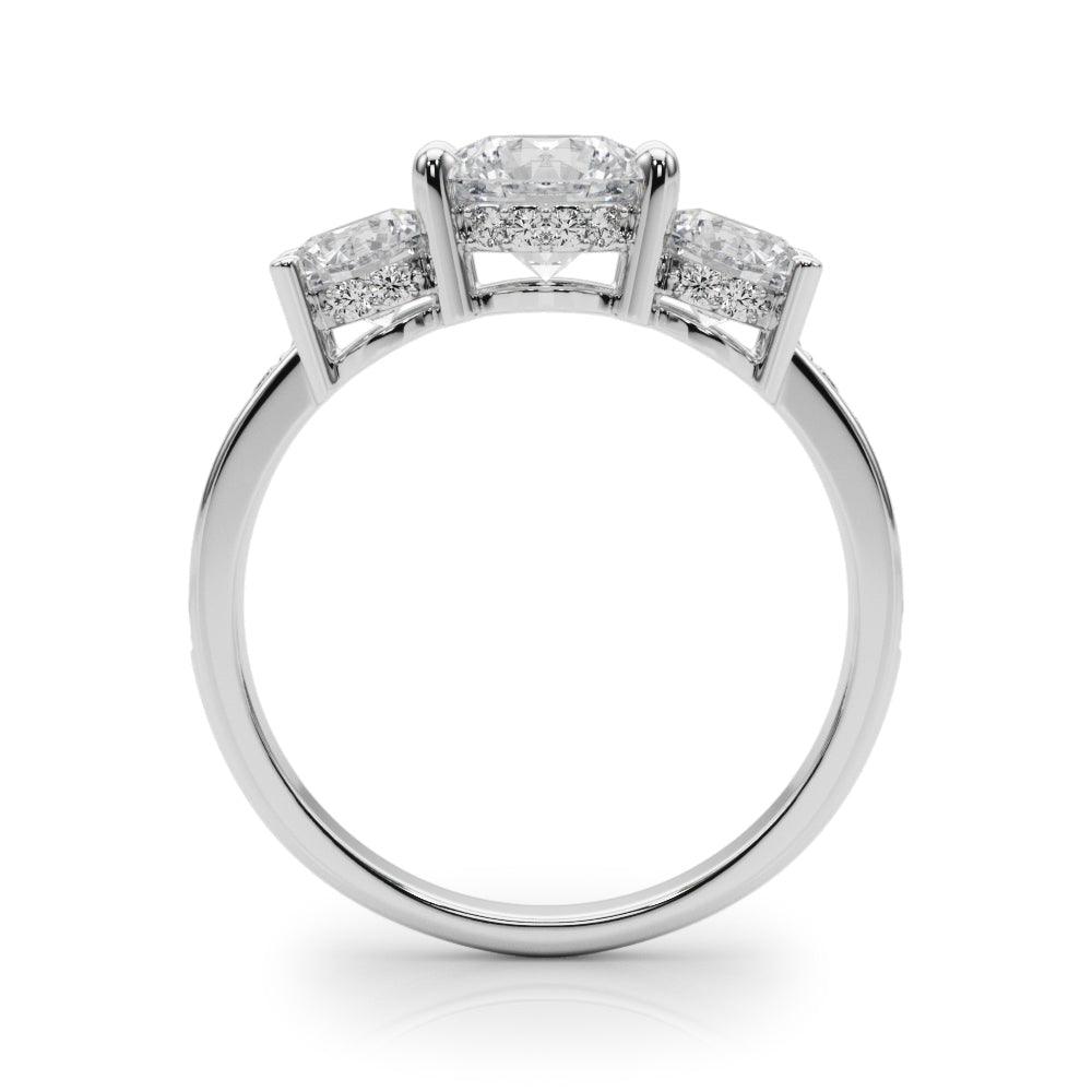 Stunning 0.50-1.50 CT Round Moissanite Engagement Ring With Three Stone & Hidden Halo Design 3