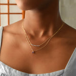 0.15 CT Round Amethyst Lab Made Diamond- February Birthstone Bar Necklace 6