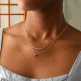 0.15 CT Round Amethyst Lab Made Diamond- February Birthstone Bar Necklace 6