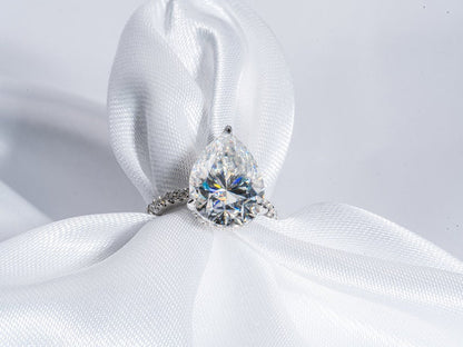 Stunning 5.0 CT Pear Moissanite Engagement Ring with Double Hidden Halo & Pave Design 5