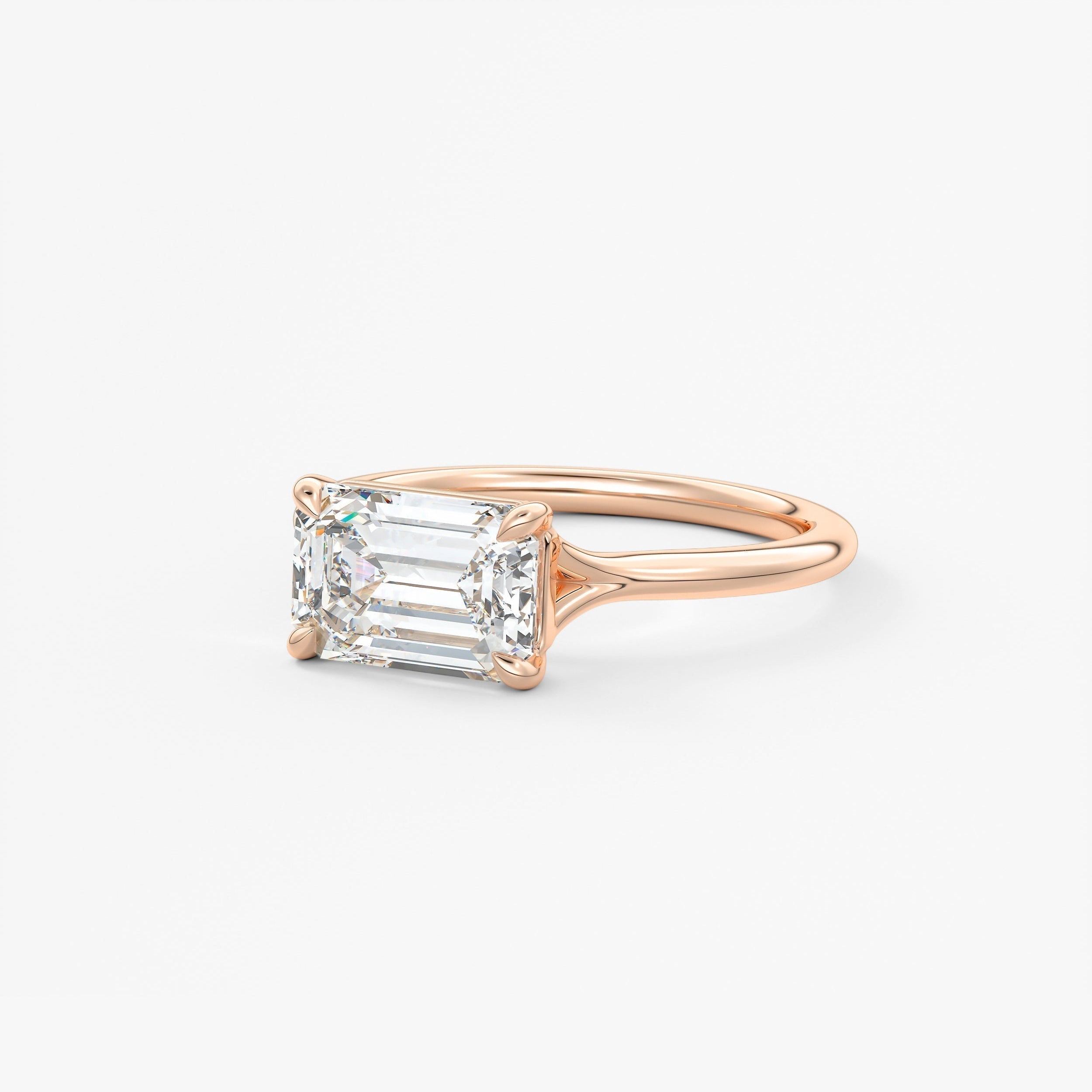 Emerald East West Split Shank Lab Grown Diamond Engagement Ring