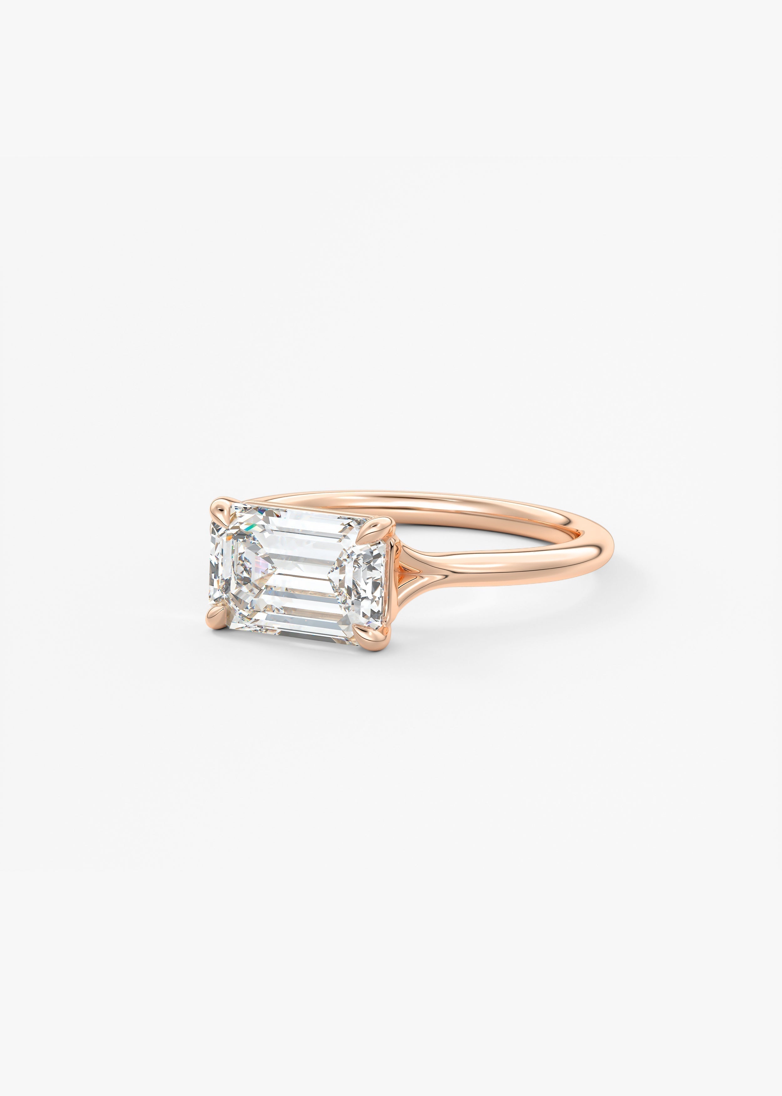 Emerald East West Split Shank Lab Grown Diamond Engagement Ring