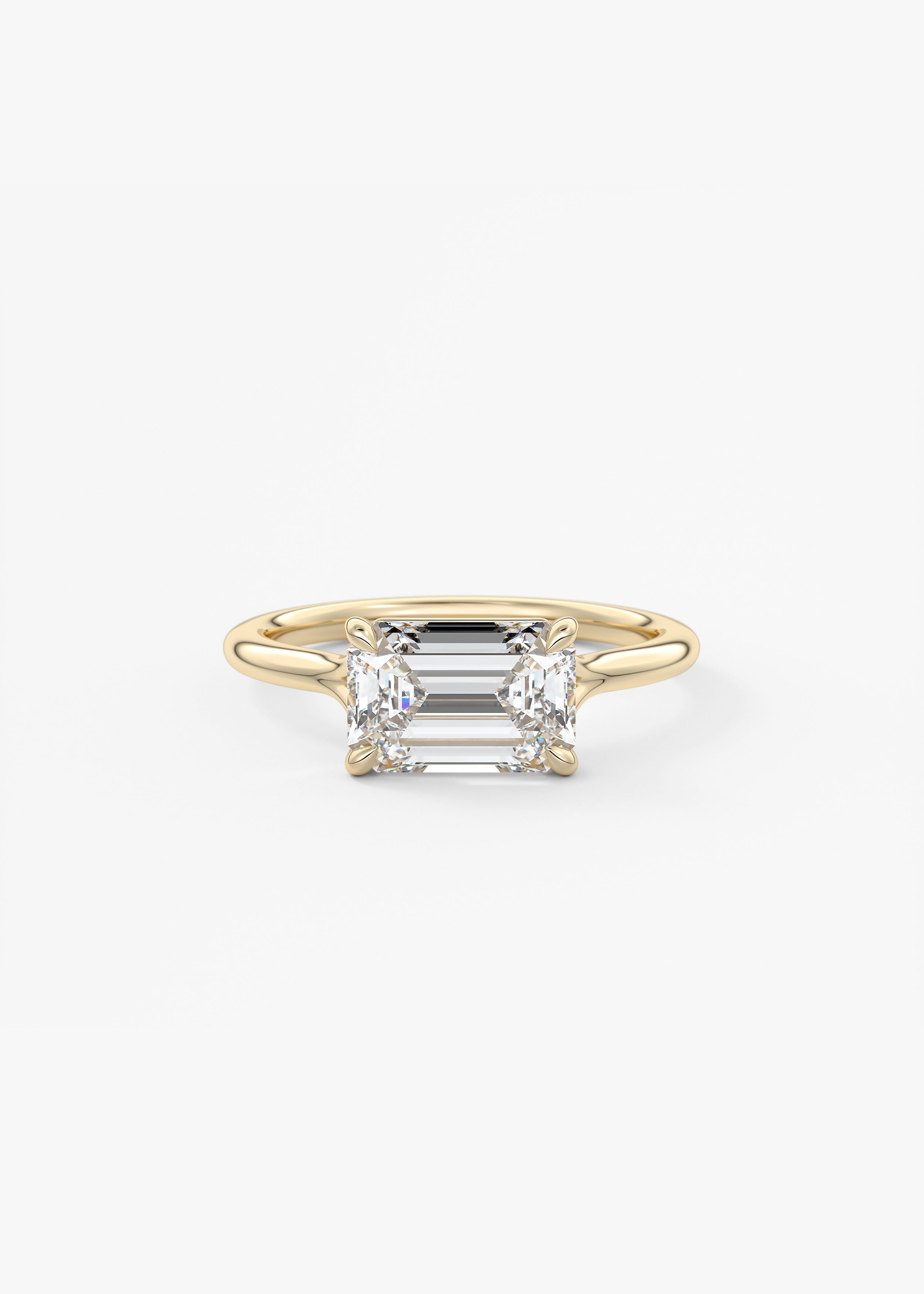 Emerald East West Split Shank Lab Grown Diamond Engagement Ring