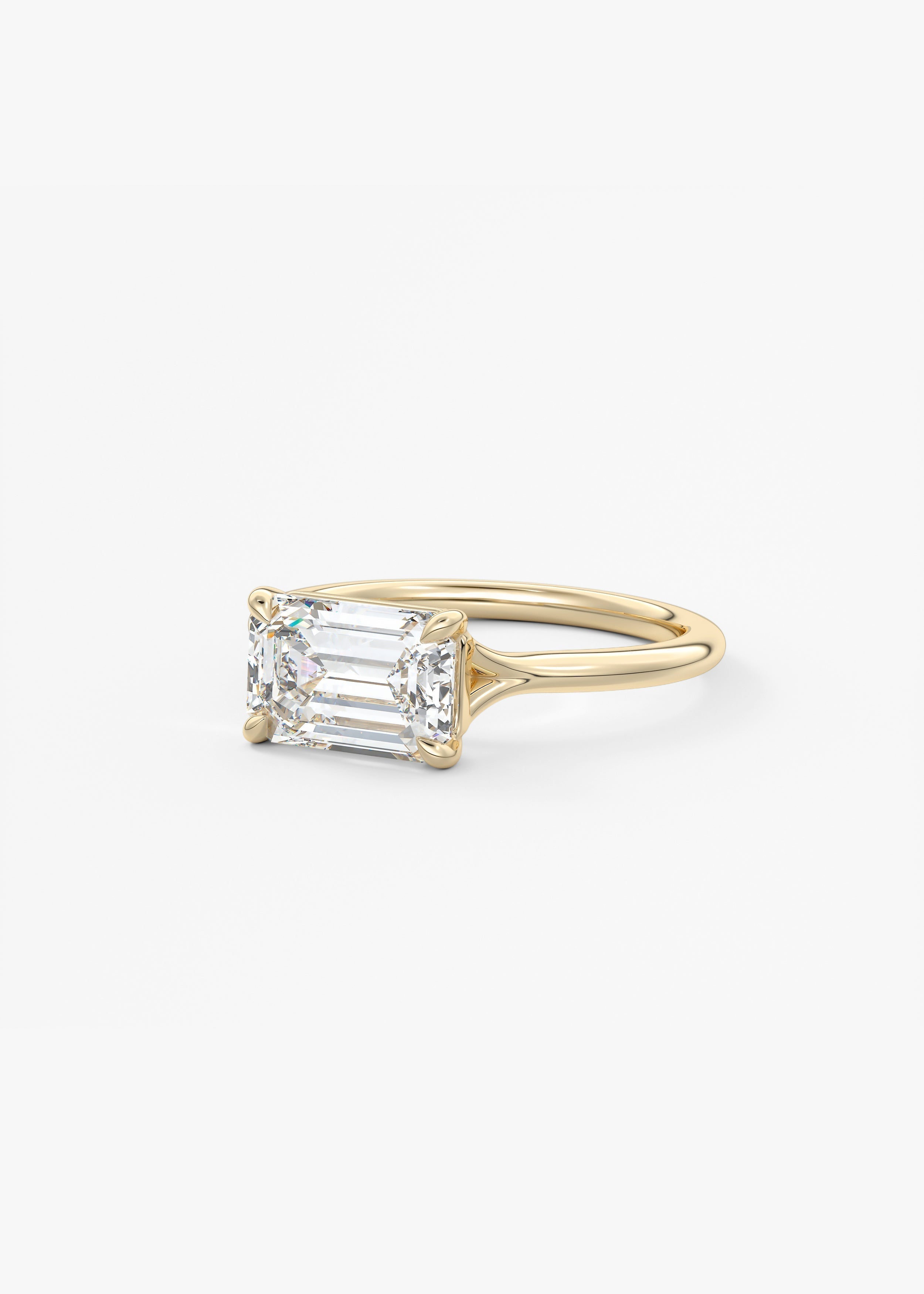 Emerald East West Split Shank Lab Grown Diamond Engagement Ring