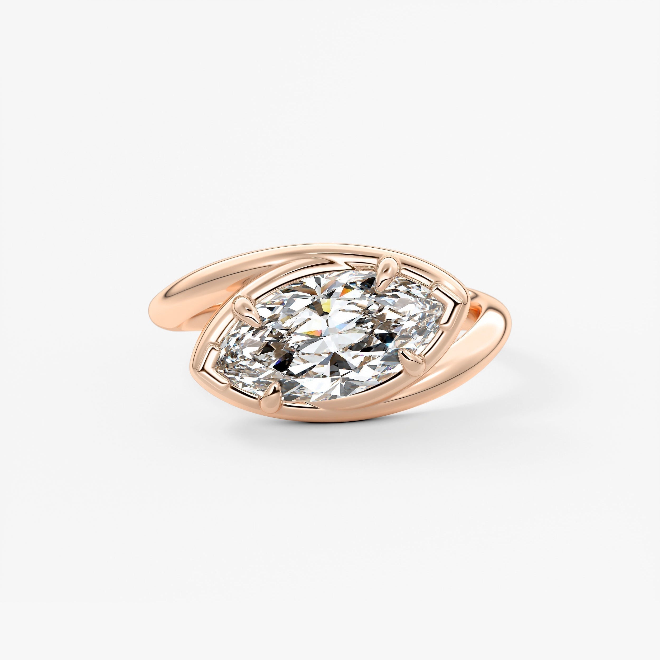 Marquise Swirl Solitaire Lab Grown Diamond Engagement Ring