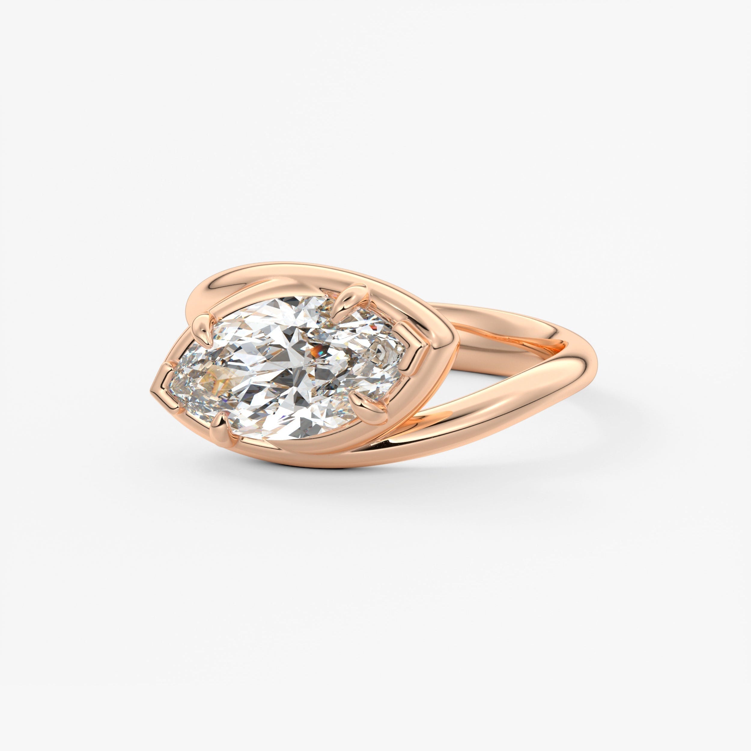 Marquise Swirl Solitaire Lab Grown Diamond Engagement Ring